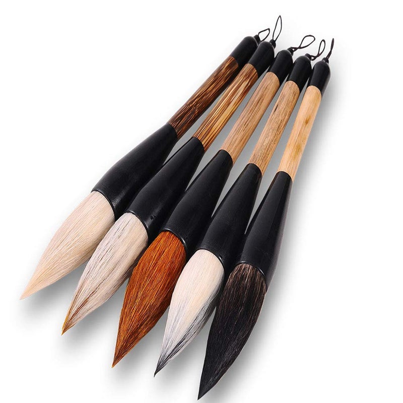 Hbasyp Chinese Traditional Calligraphy Brush/Chinese Calligraphy Watercolor Sumi Drawing Brush-Large brush (5-Count) - Image 1